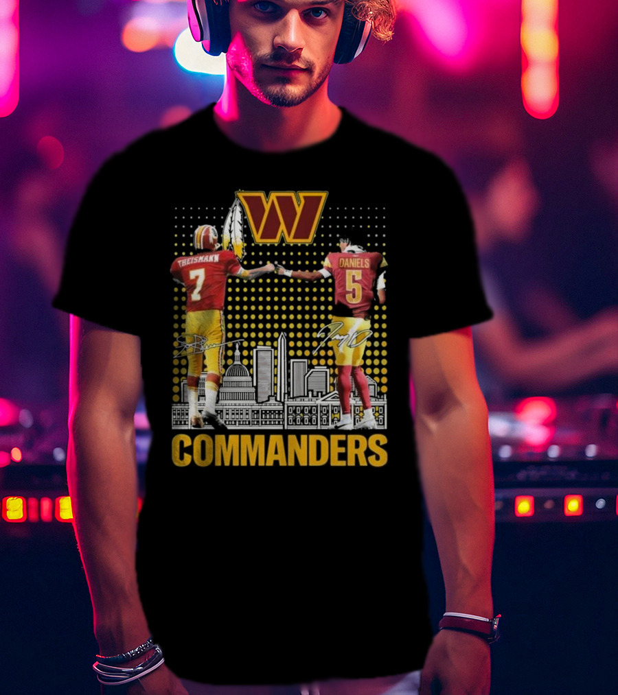 Commanders Theismann Daniels Football Signatures T-Shirt