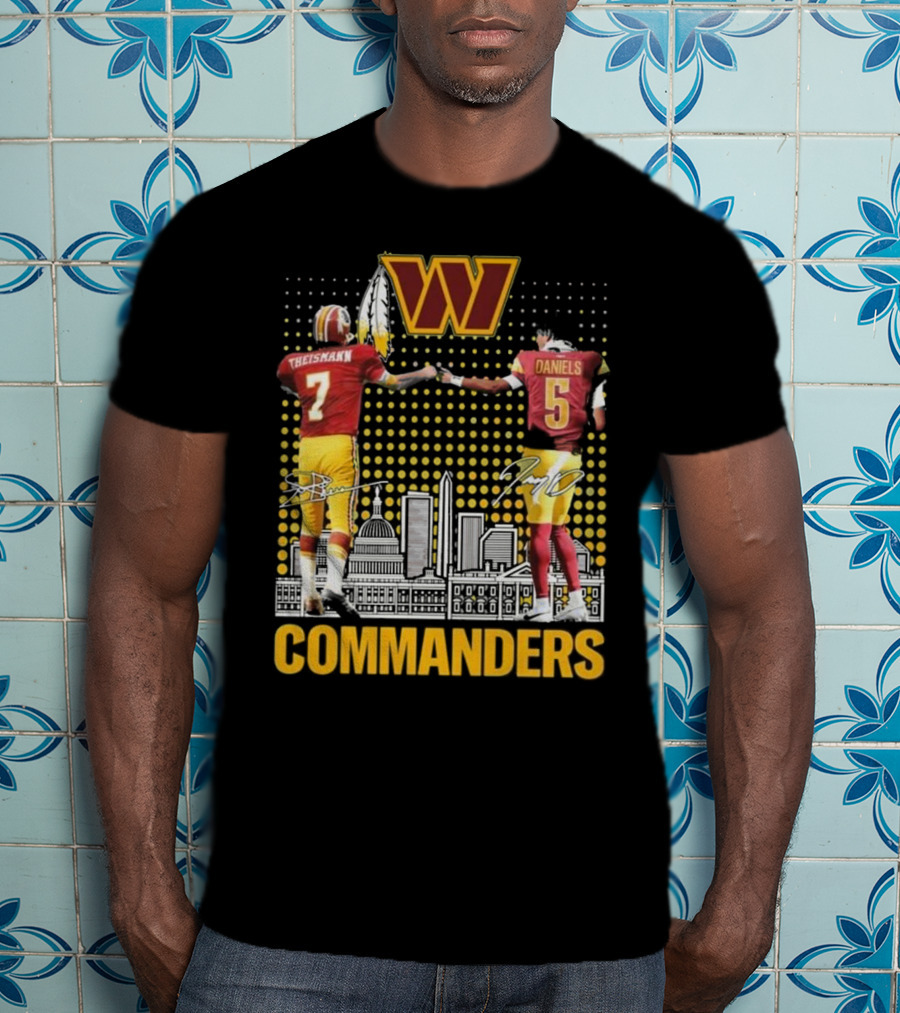 Commanders Theismann Daniels Football Signatures T-Shirt