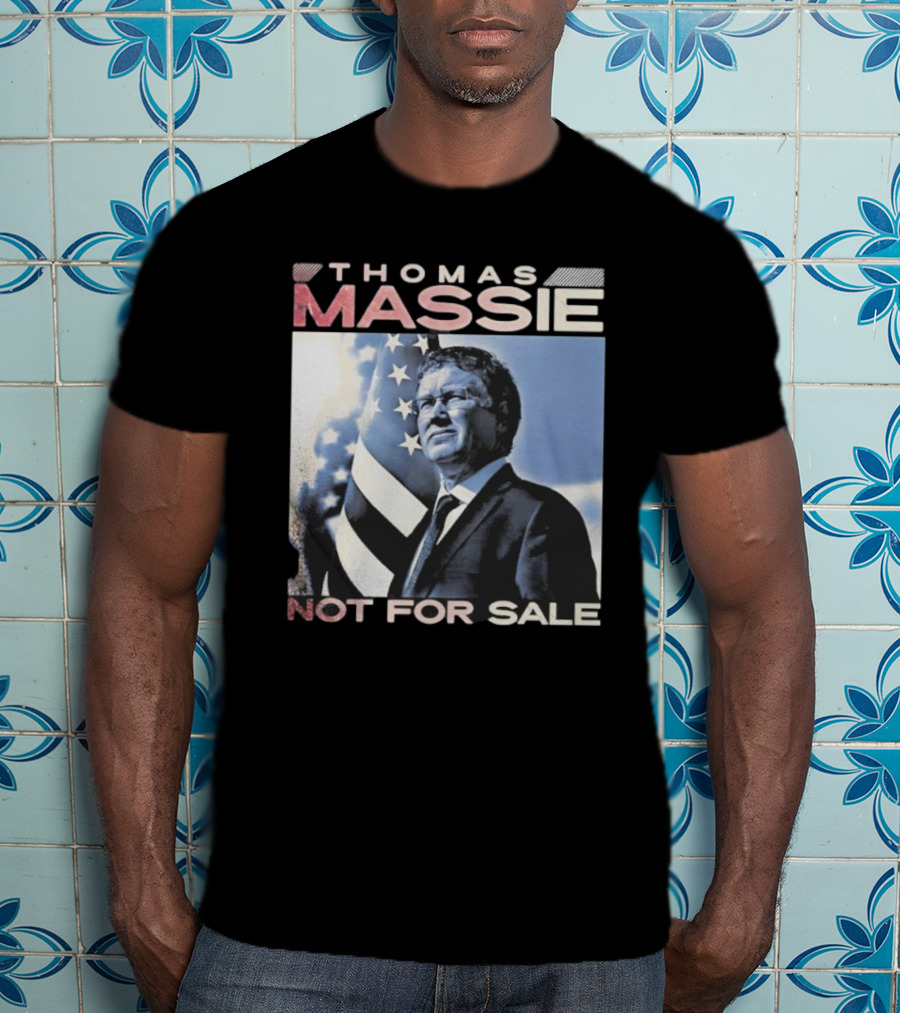 Thomas Massie Not For Sale American Flag Portrait T-Shirt