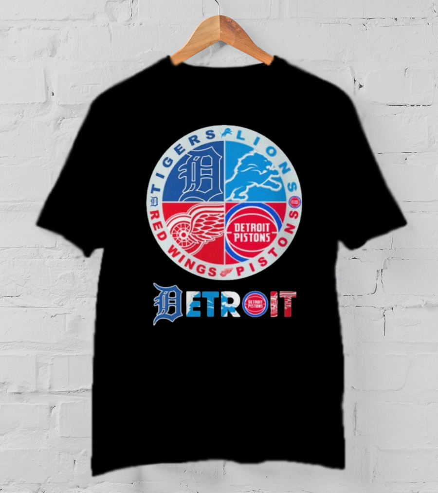 Tigers Lions Red Wings Pistons Detroit Sports Logos T-Shirt