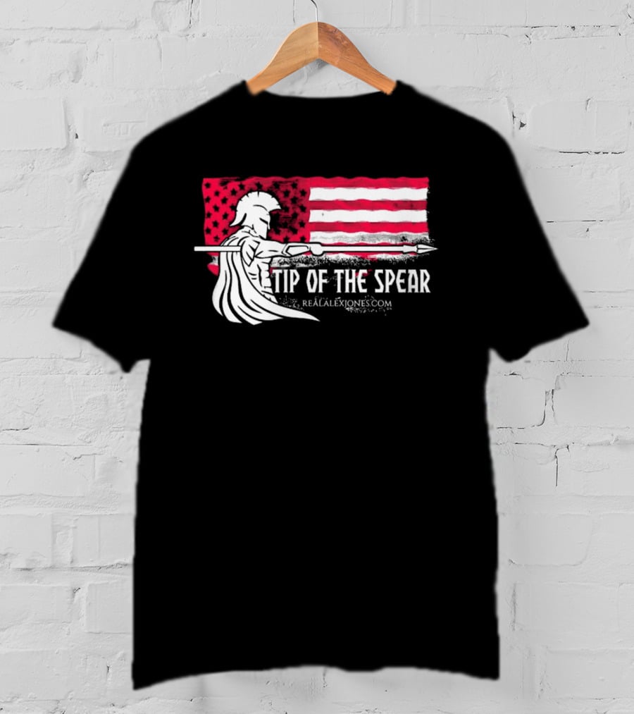 Tip Of The Spear Spartans American Flag RealAlexJones.com T-Shirt