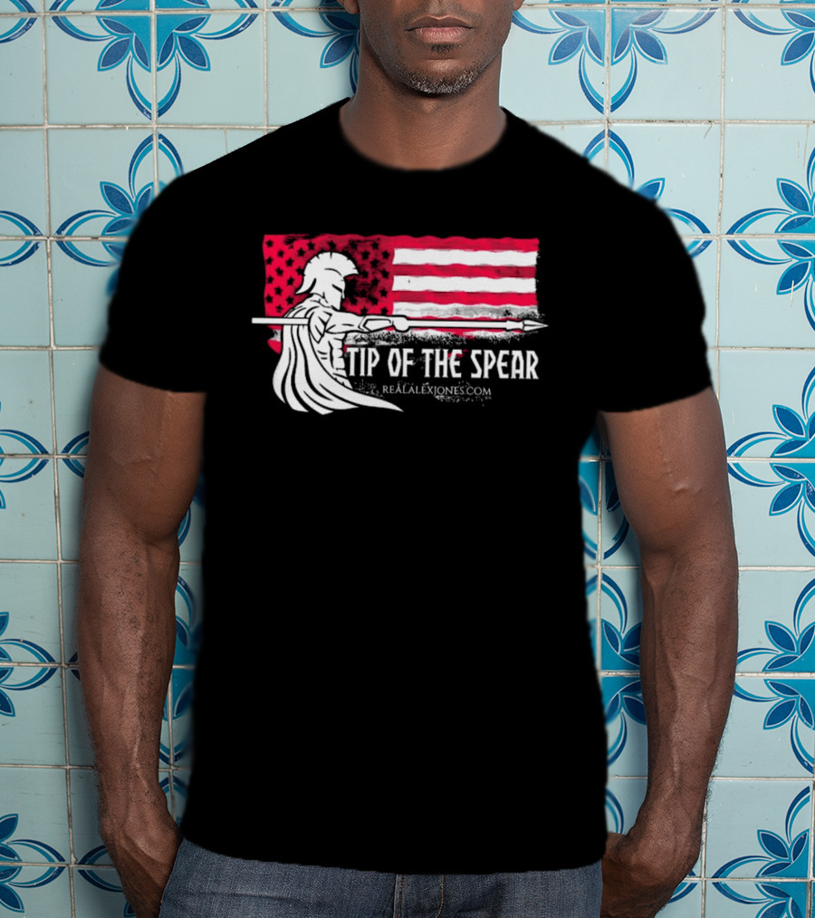 Tip Of The Spear Spartans American Flag RealAlexJones.com T-Shirt