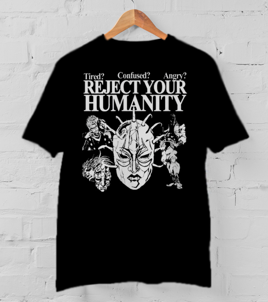 Tired Confused Angry Reject Your Humanity Masked Figures T-Shirt