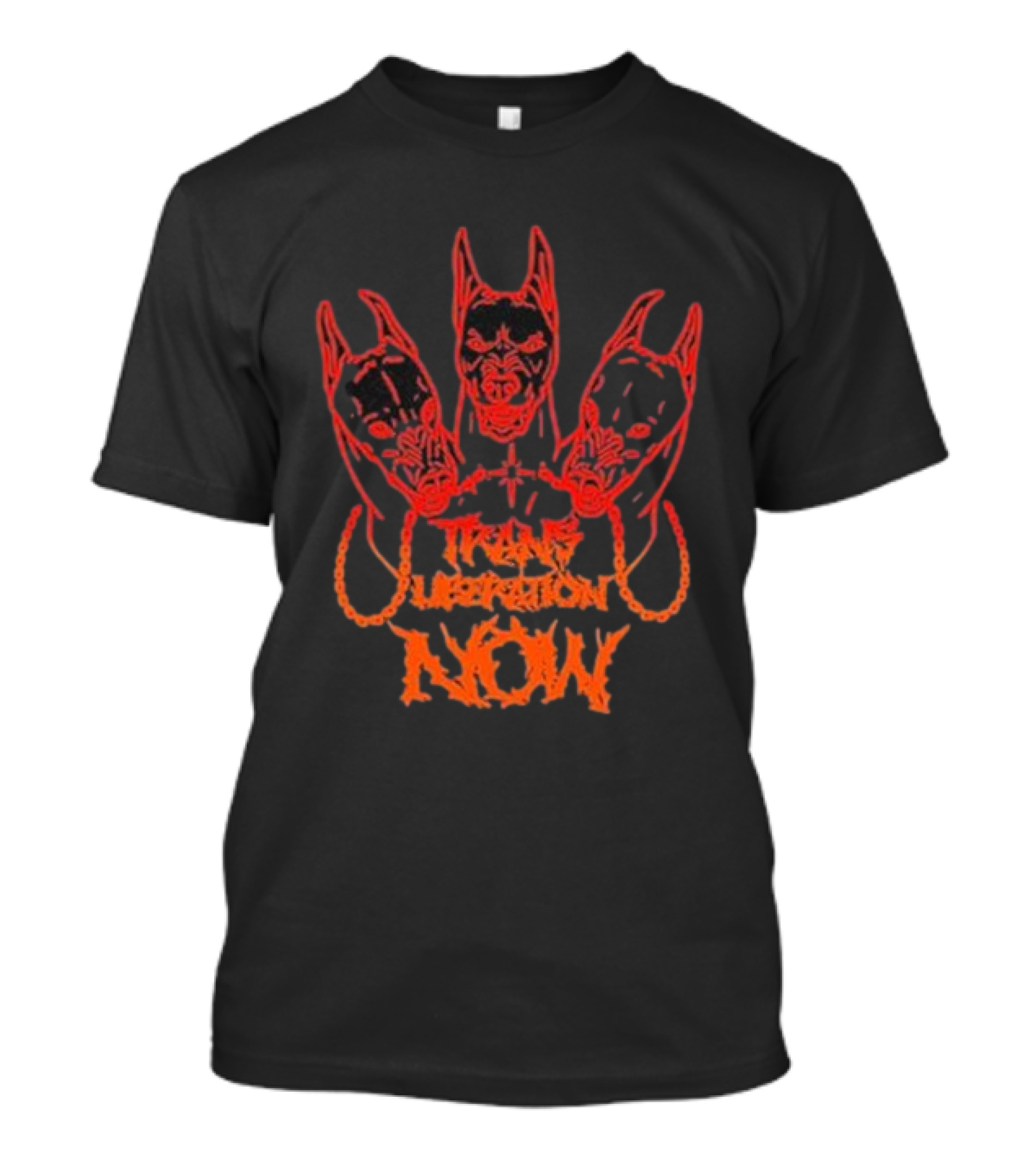 Trans Liberation Now Three Red Bull Dog Faces T-Shirt
