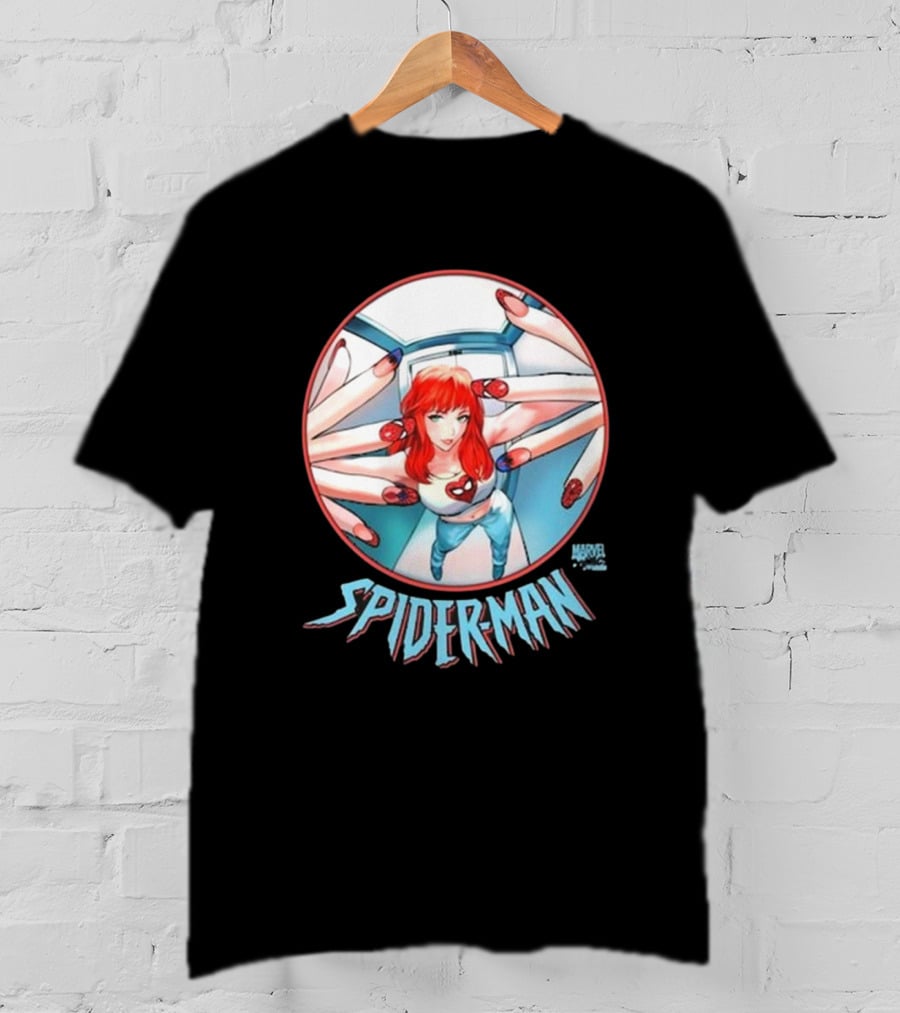 Marvel Comics Spider-Man Cover Girl In Red Hair With Spider Nails T-Shirt