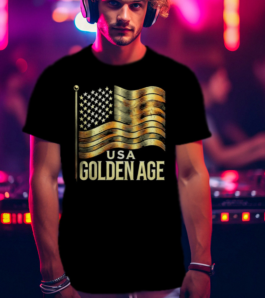 USA Golden Age Golden American Flag T-Shirt