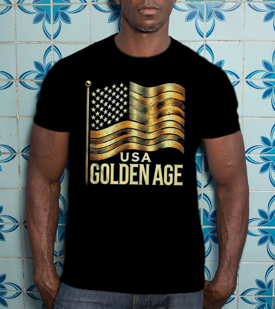 USA Golden Age Golden American Flag T-Shirt
