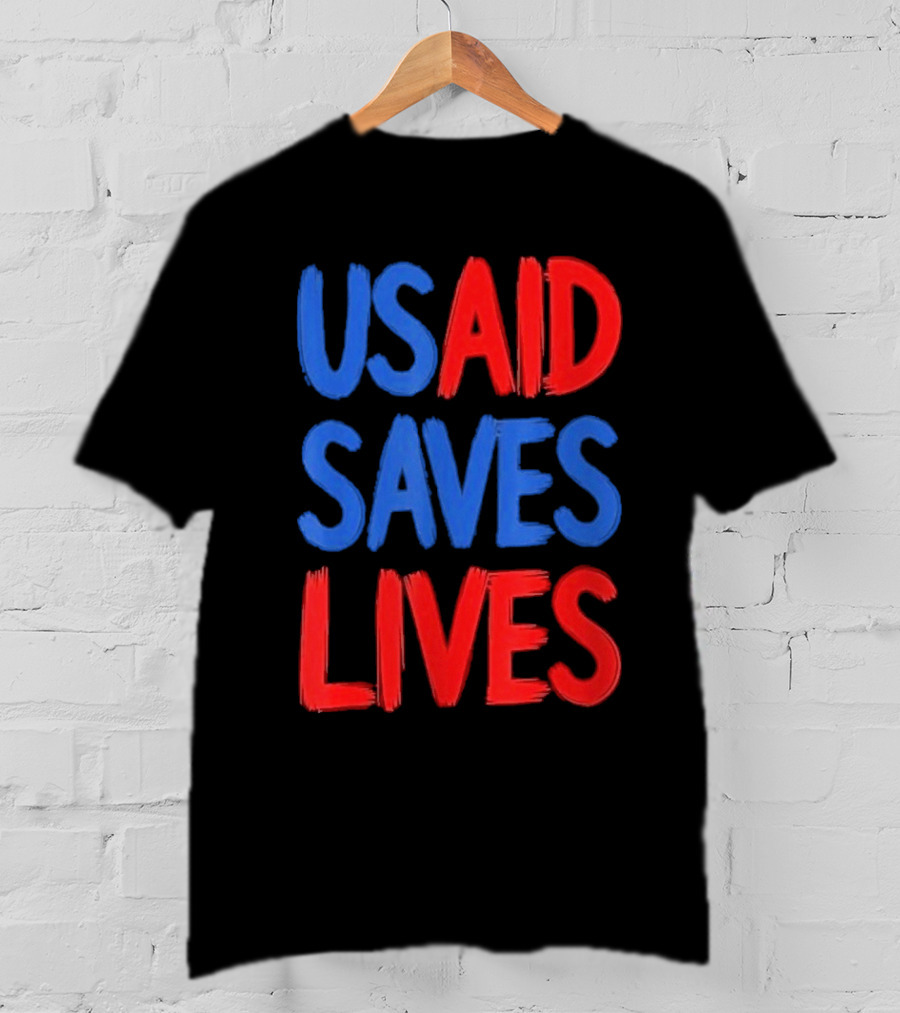 USAID Saves Lives Red And Blue Text T-Shirt