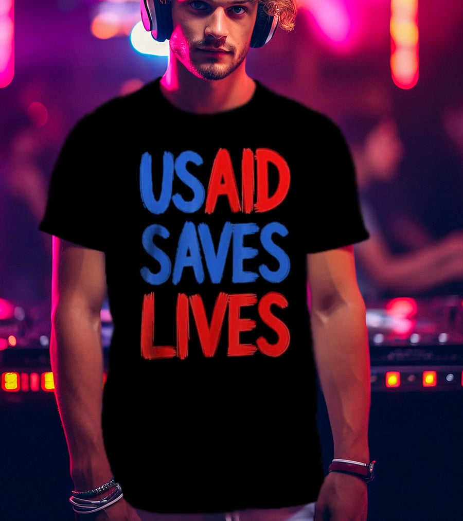 USAID Saves Lives Red And Blue Text T-Shirt