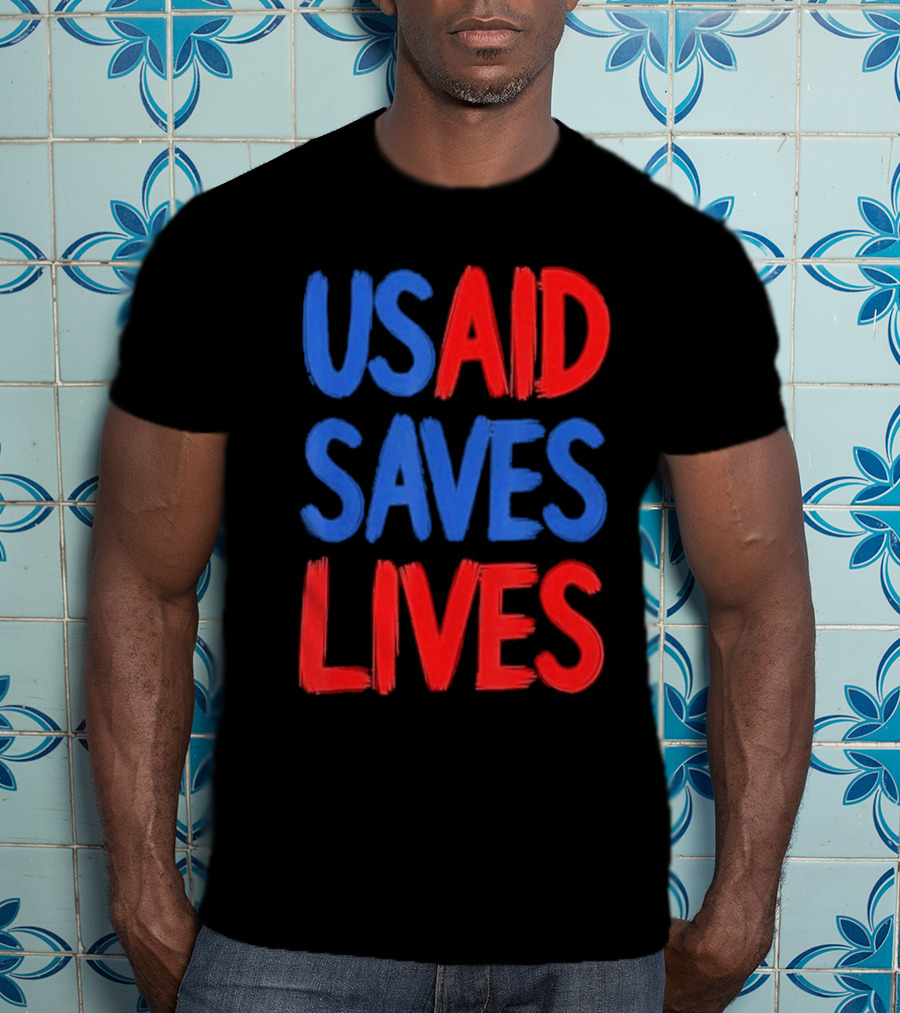 USAID Saves Lives Red And Blue Text T-Shirt