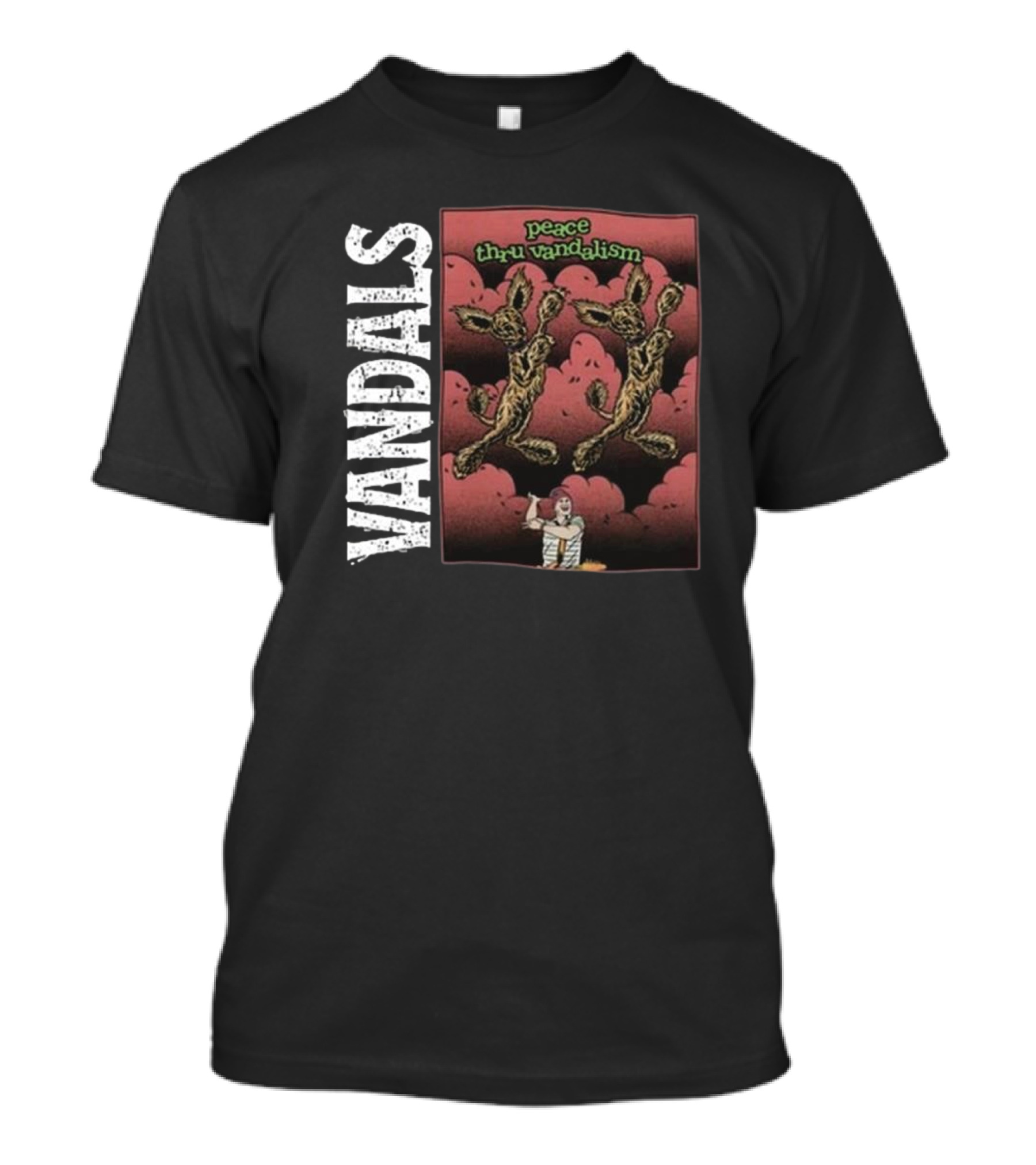 Vandals Peace Thru Vandalism NOFX Dual Skeletons Retro Comic Style T-Shirt