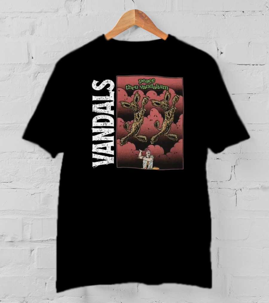 Vandals Peace Thru Vandalism NOFX Dual Skeletons Retro Comic Style T-Shirt