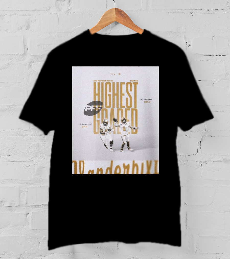 Vanderbilt PFF Top Ten Highest Graded Eli Stowers Diego Pavia T-Shirt