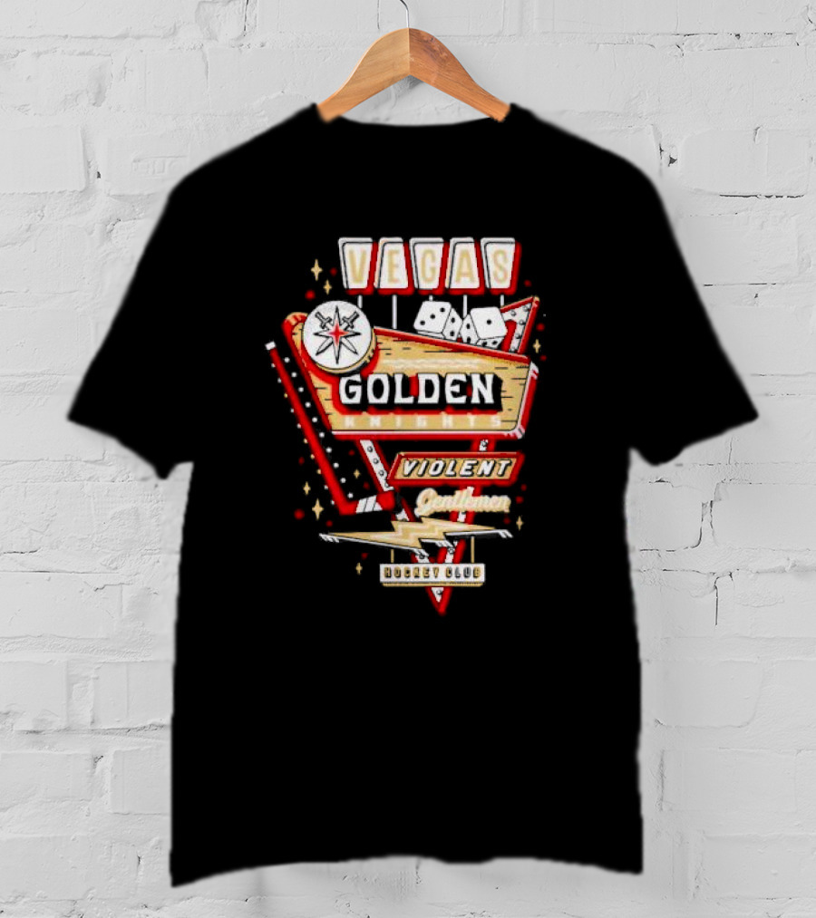 Vegas Golden Knights Violent Gentlemen Hockey Club Playing Card Style T-Shirt