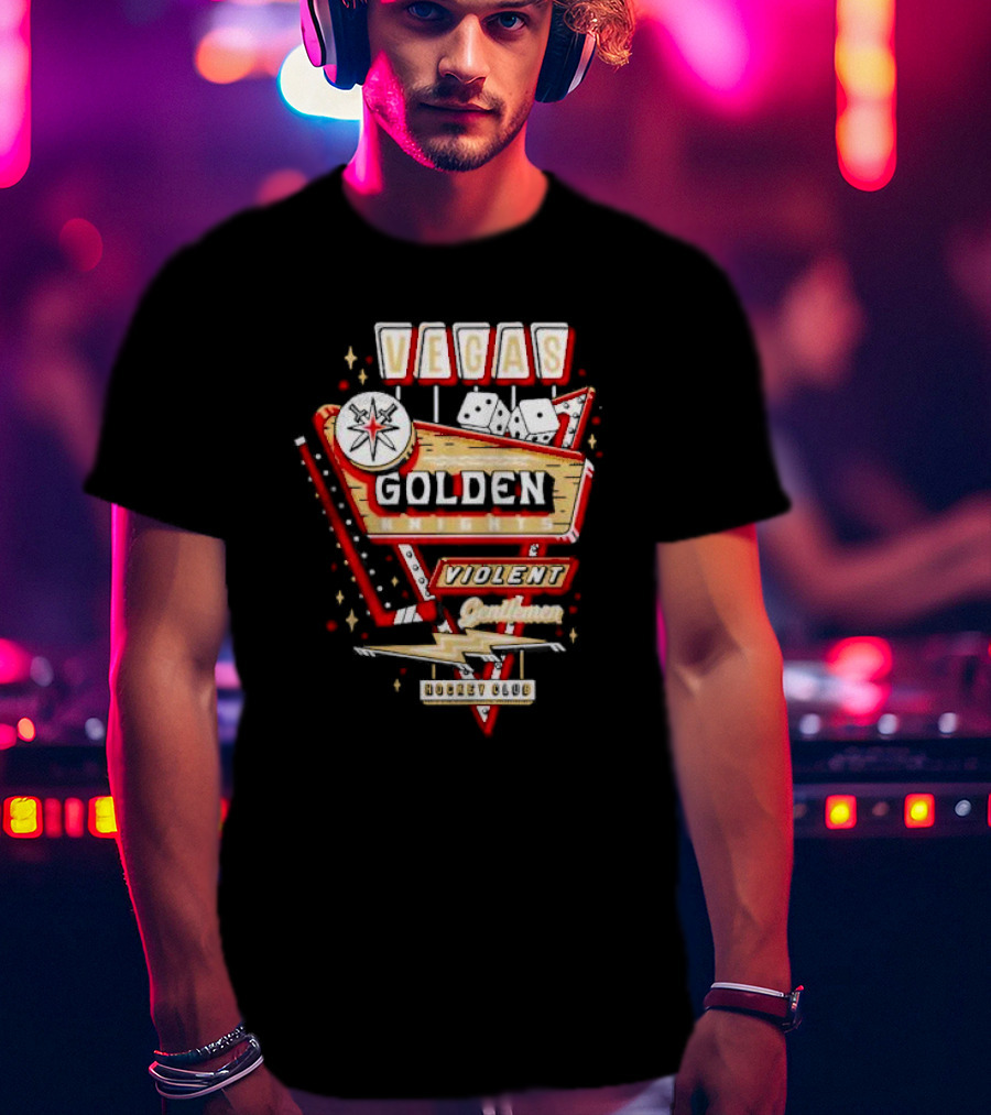 Vegas Golden Knights Violent Gentlemen Hockey Club Playing Card Style T-Shirt