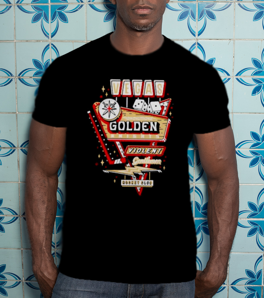 Vegas Golden Knights Violent Gentlemen Hockey Club Playing Card Style T-Shirt