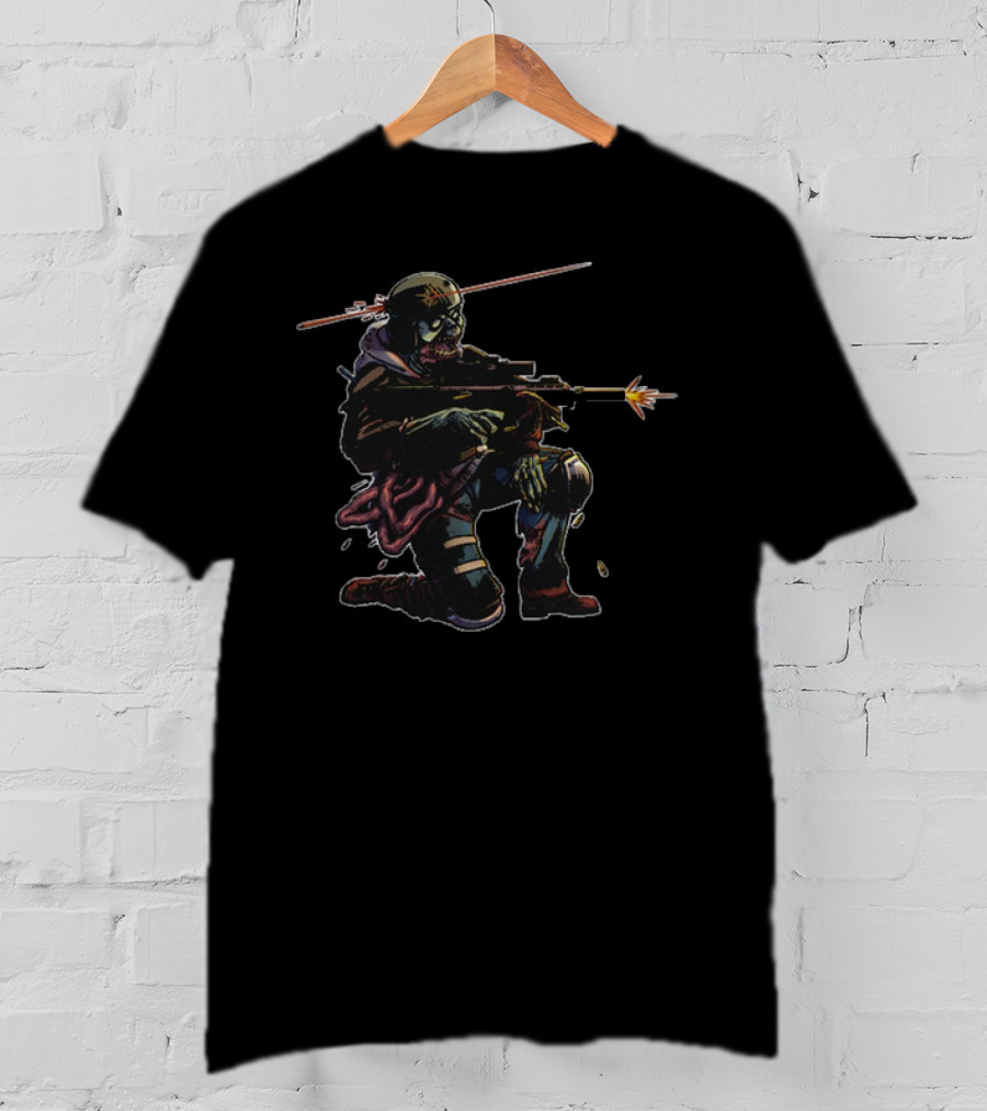 Velion Tactical Zombie Warrior With Sniper Rifle Kneeling Scene T-Shirt