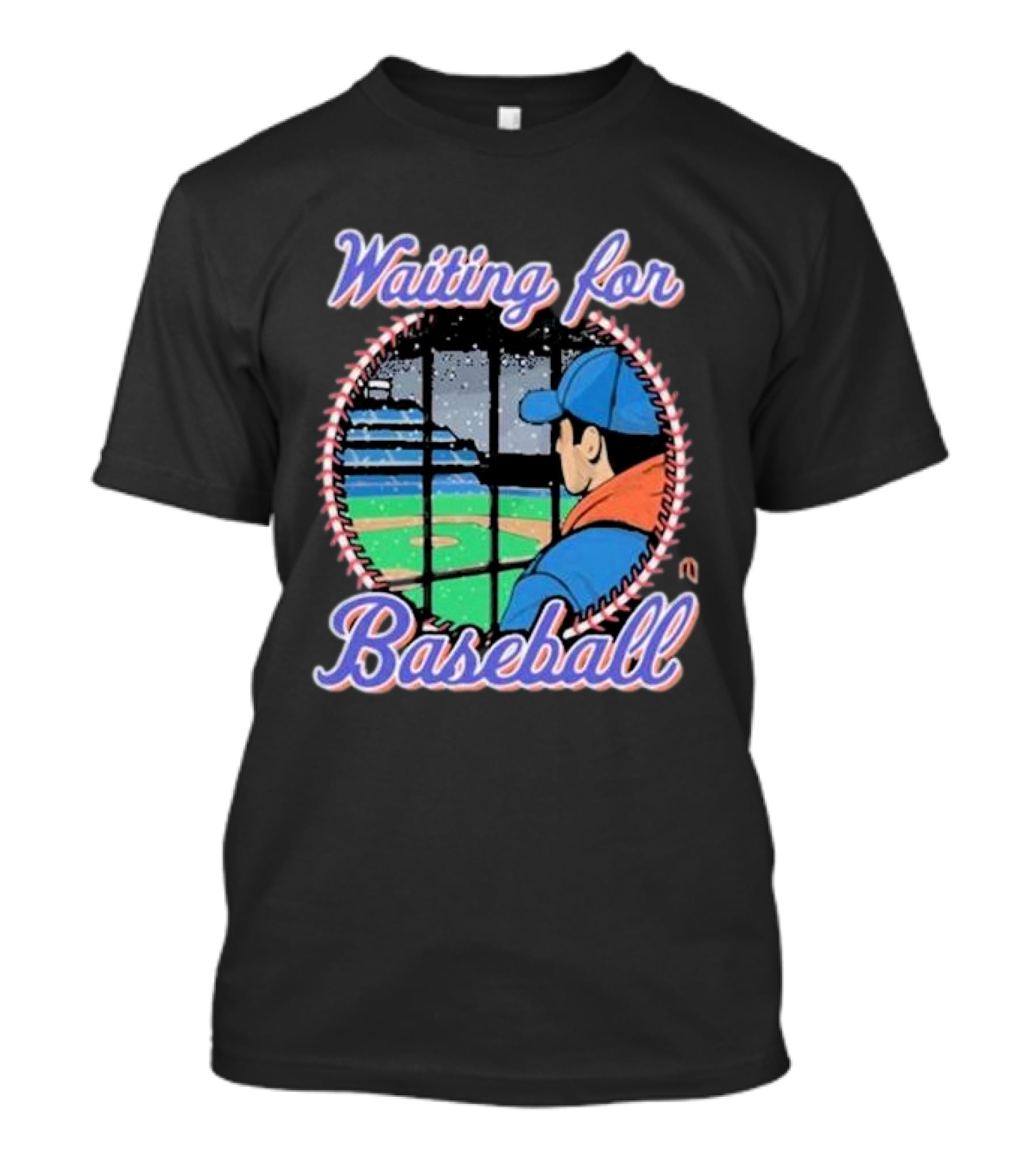 Waiting For Baseball Game Fan Looking Out Stadium Window T-Shirt