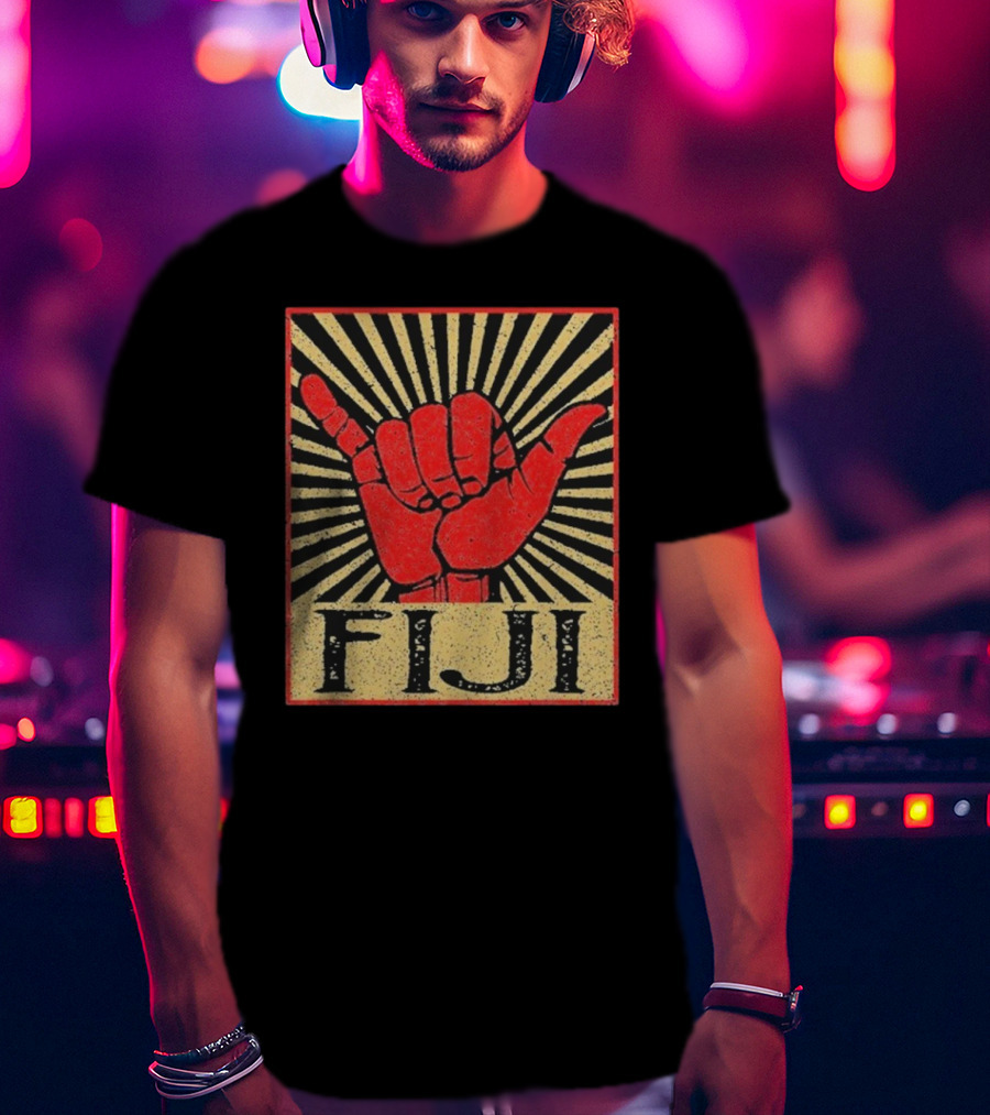 Fiji Retro Shaka Vintage Island Surfer T-Shirt