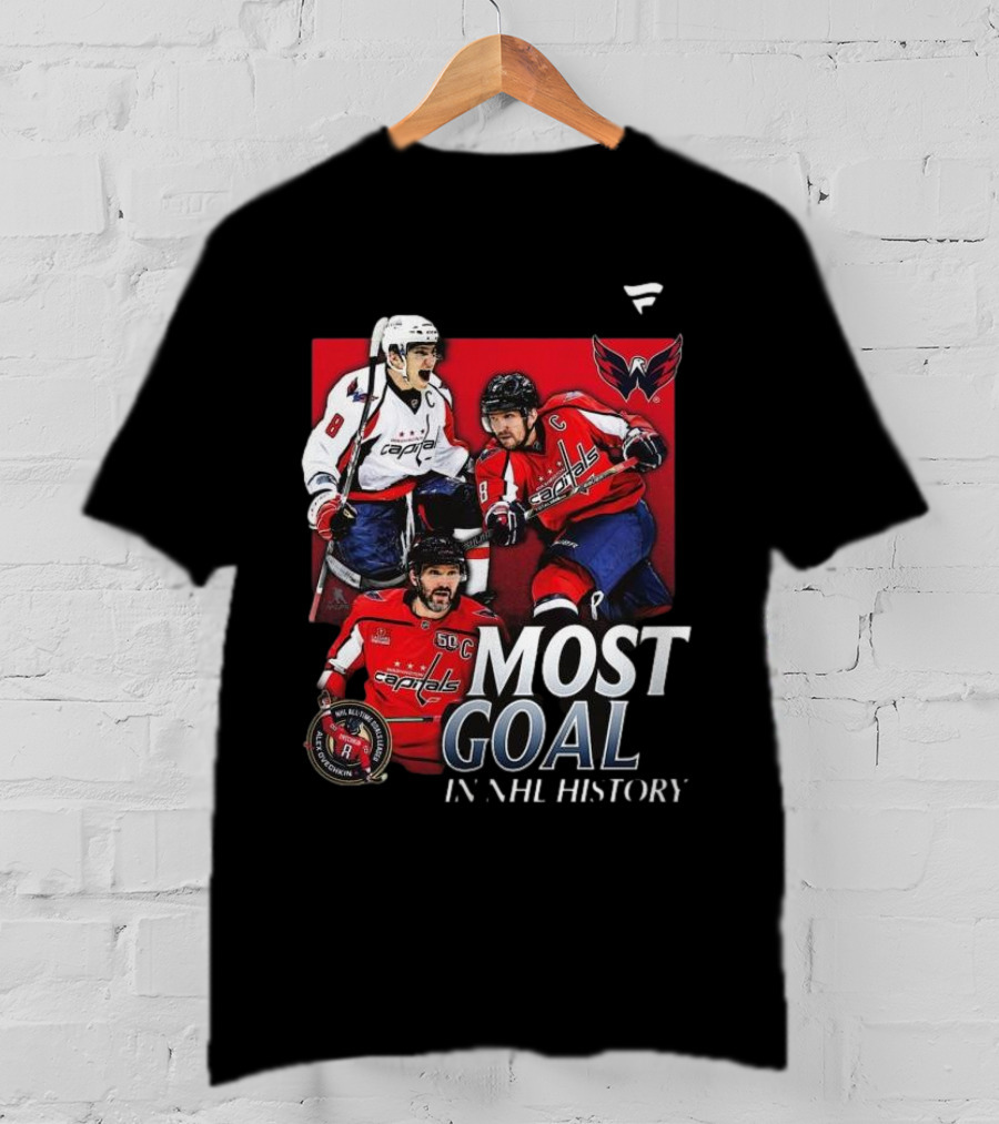 Washington Capitals Alexander Ovechkin Most Goals In NHL History Evolution 8 T-Shirt