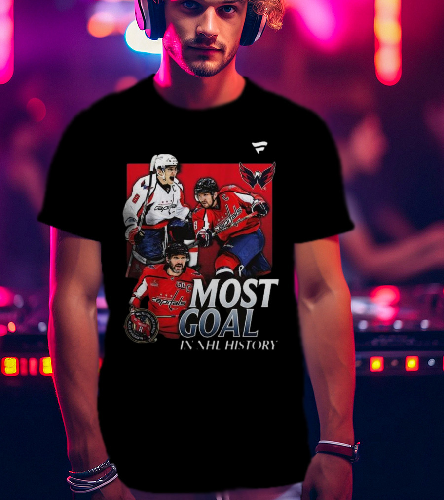 Washington Capitals Alexander Ovechkin Most Goals In NHL History Evolution 8 T-Shirt