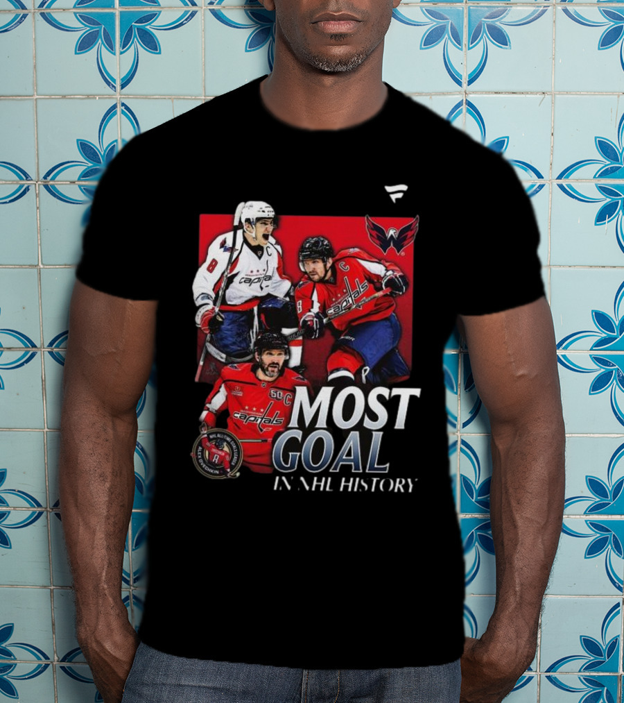 Washington Capitals Alexander Ovechkin Most Goals In NHL History Evolution 8 T-Shirt