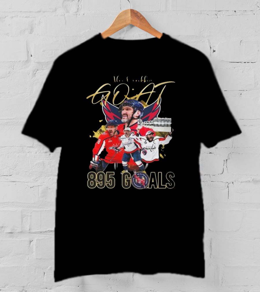 Washington Capitals NHL Alex Ovechkin GOAT 895 Goals Signature Collection T-Shirt