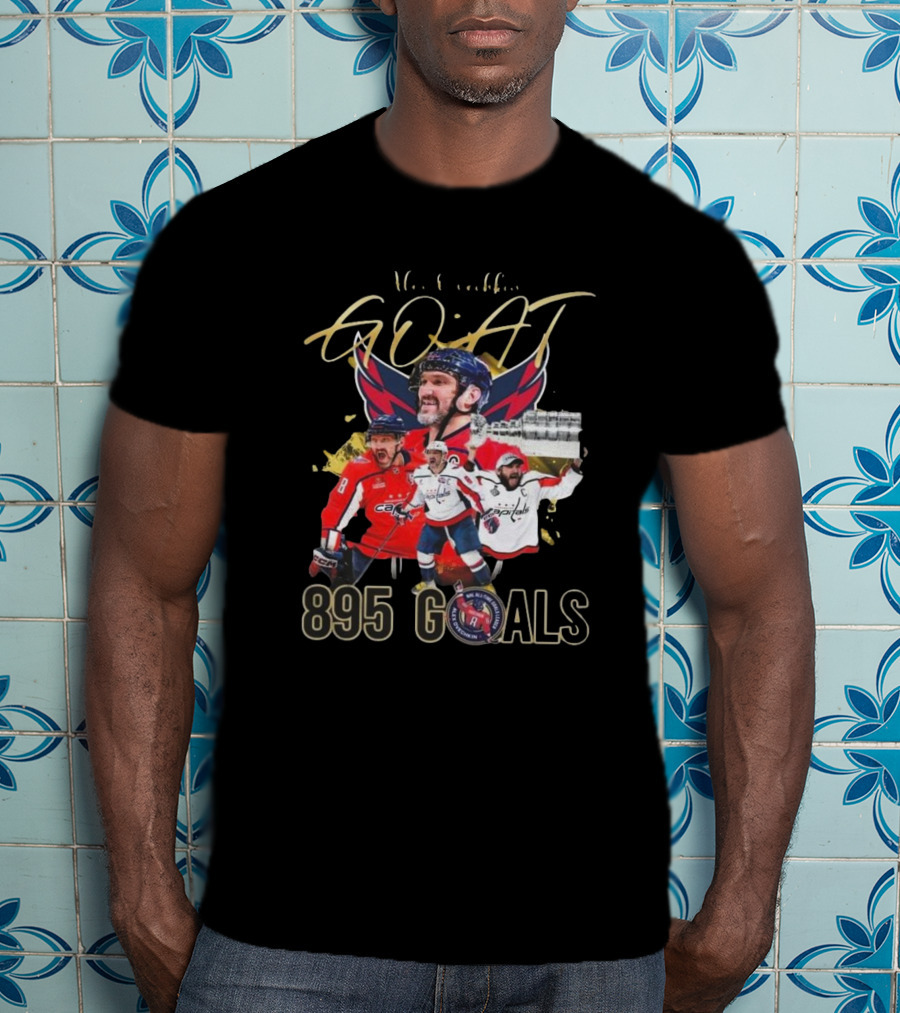 Washington Capitals NHL Alex Ovechkin GOAT 895 Goals Signature Collection T-Shirt