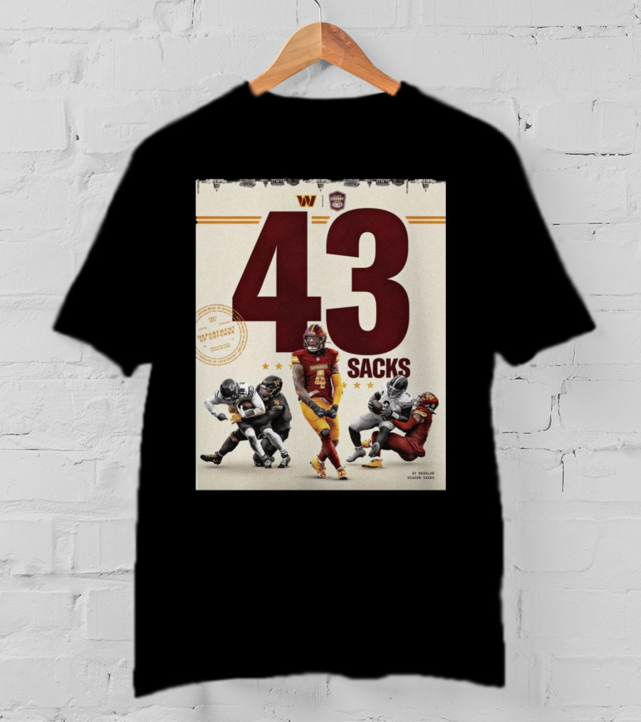 Washington Commanders 43 Sacks Chunky Sacks Hunger Program T-Shirt