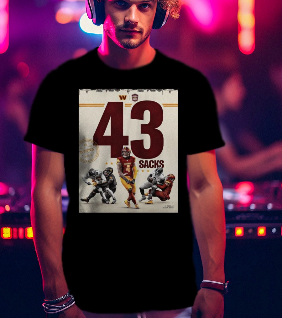 Washington Commanders 43 Sacks Chunky Sacks Hunger Program T-Shirt