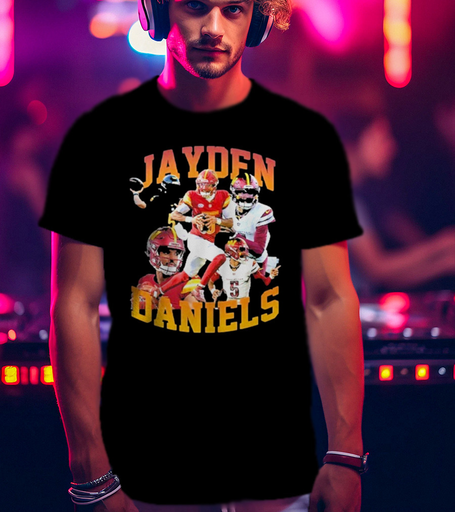 Jayden Daniels Washington Commanders Football Player Collage T-Shirt