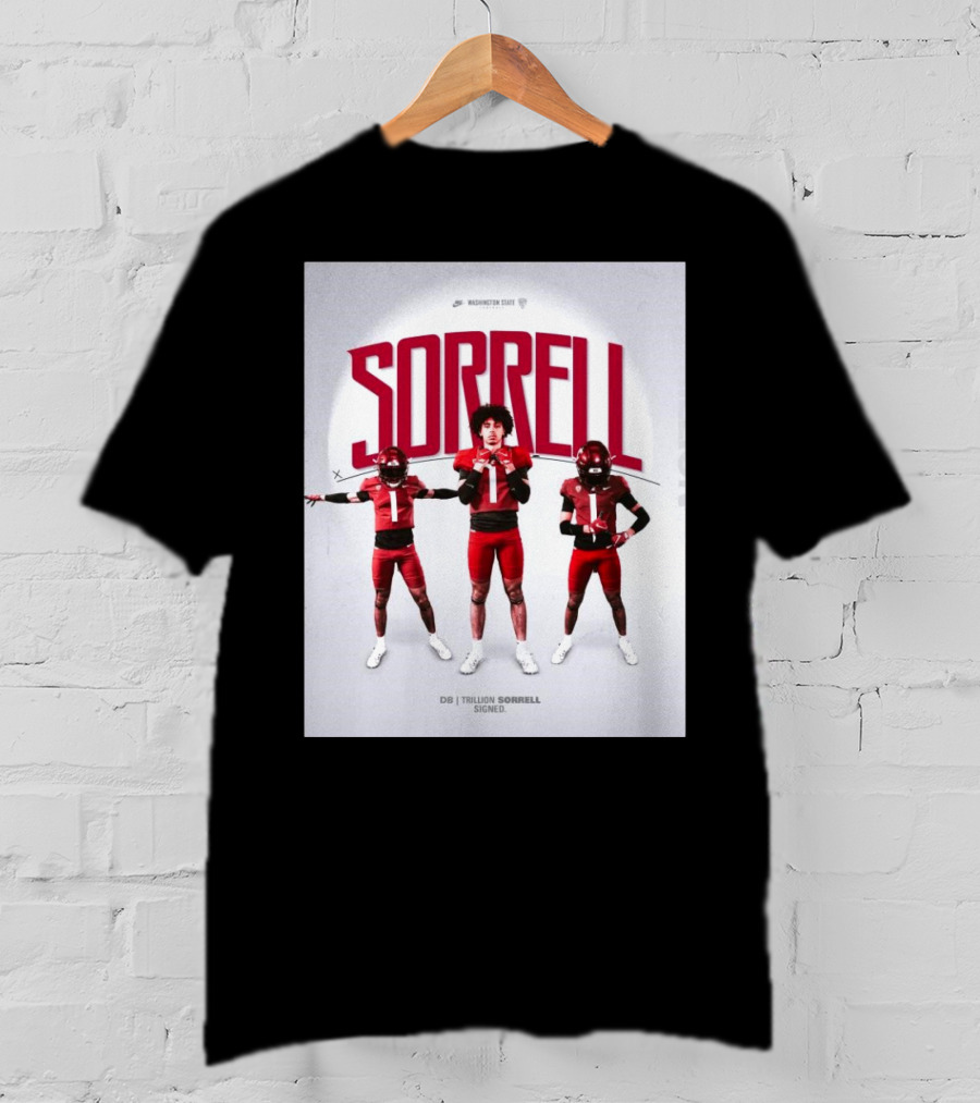 Washington State Cougars Sorrell DB Trillion Signed Football Palouse T-Shirt
