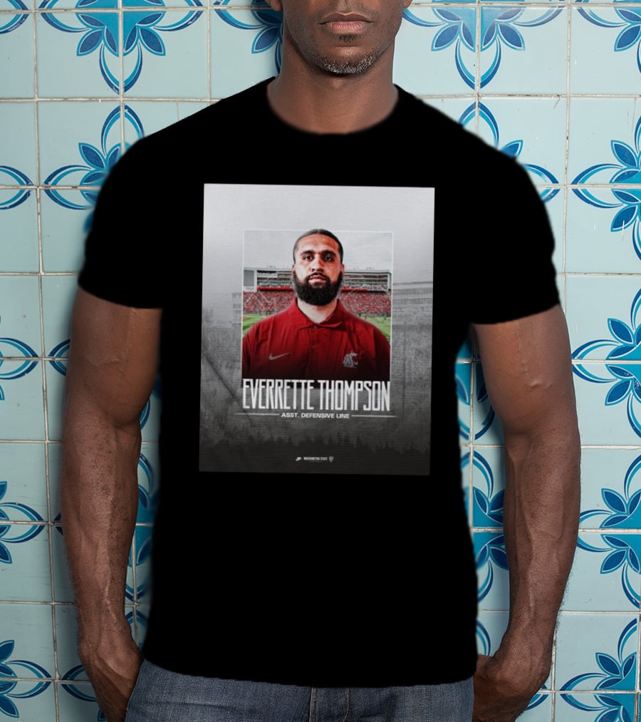 Washington State Football Everette Thompson Assistant Defensive Line Coach Palouse Stadium T-Shirt