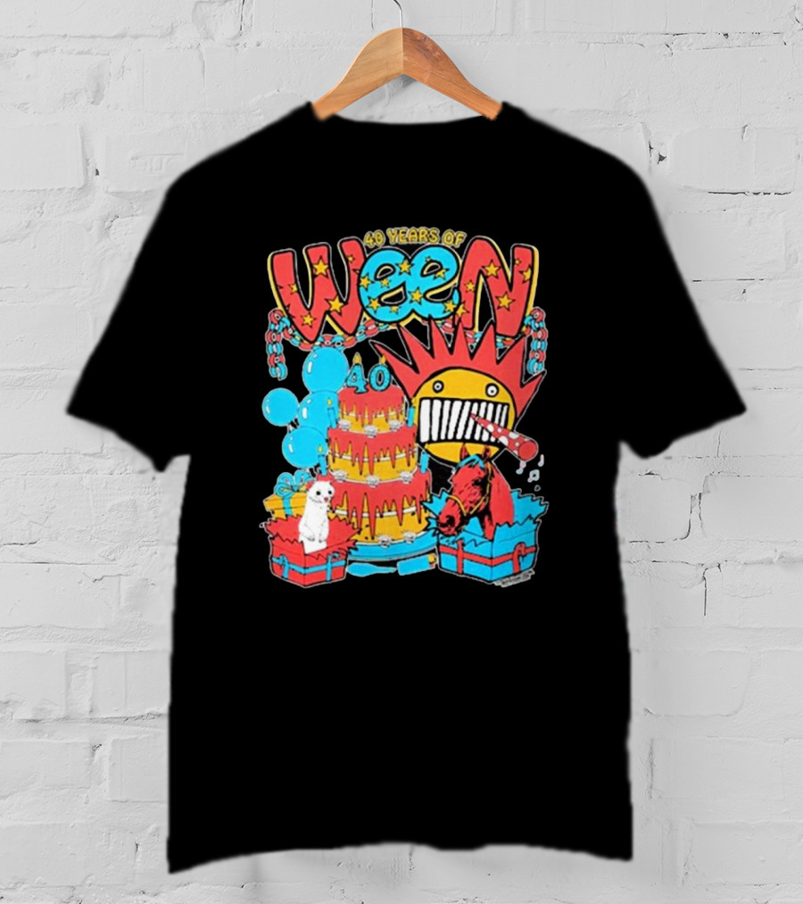 Ween 40 Years Of Celebration With Balloons And Colorful Cake T-Shirt