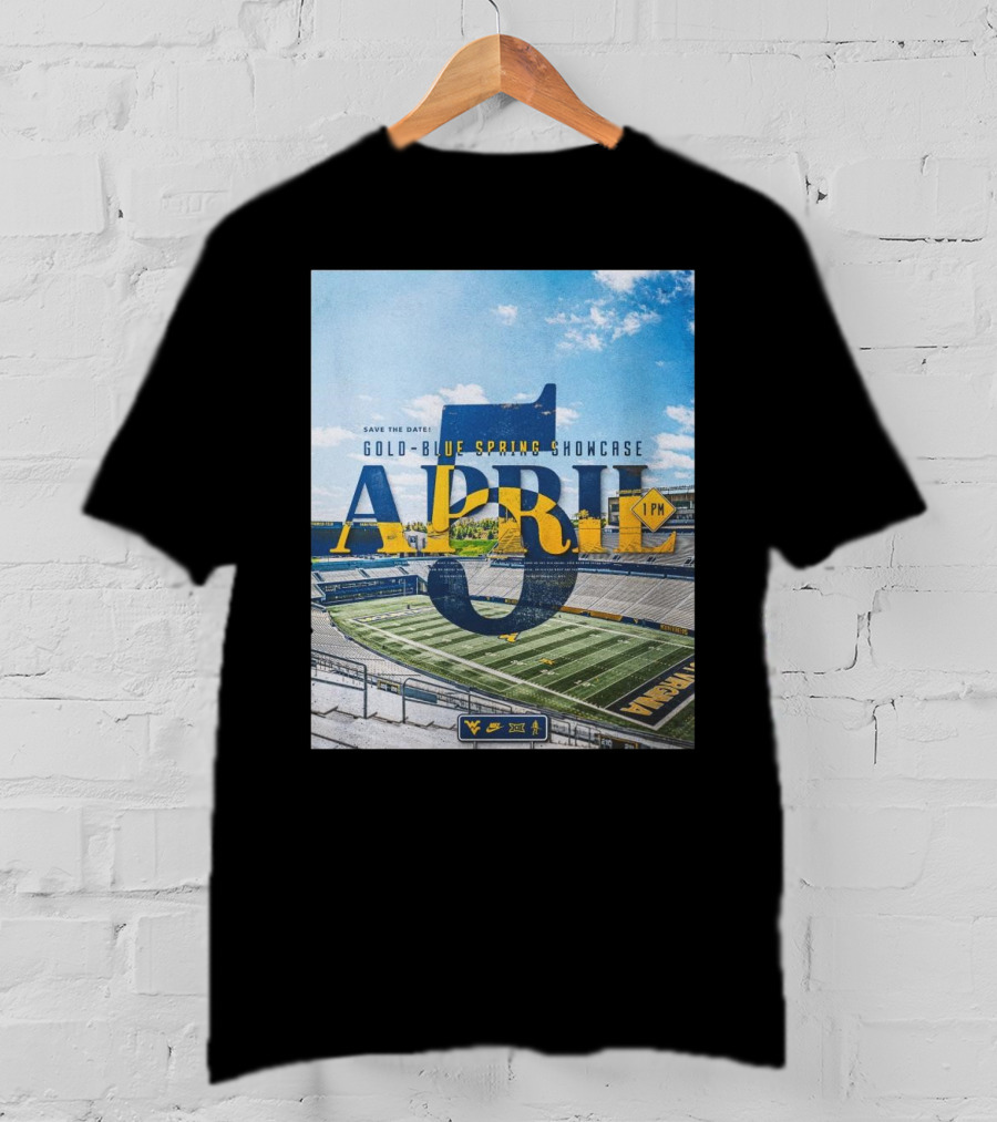 West Virginia Mountaineers Save The Date Gold Blue Spring Showcase April 5 2025 1 PM T-Shirt