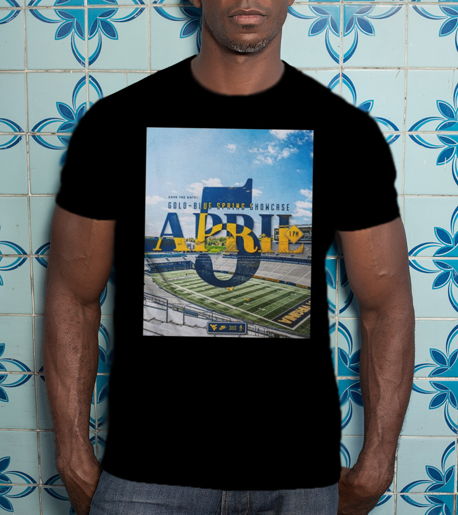 West Virginia Mountaineers Save The Date Gold Blue Spring Showcase April 5 2025 1 PM T-Shirt