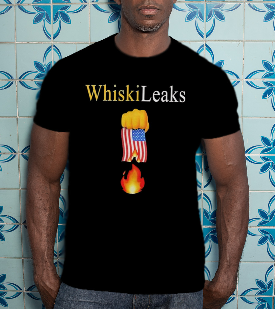 Whiskileaks American Flag Fist Fire 2025 T-Shirt