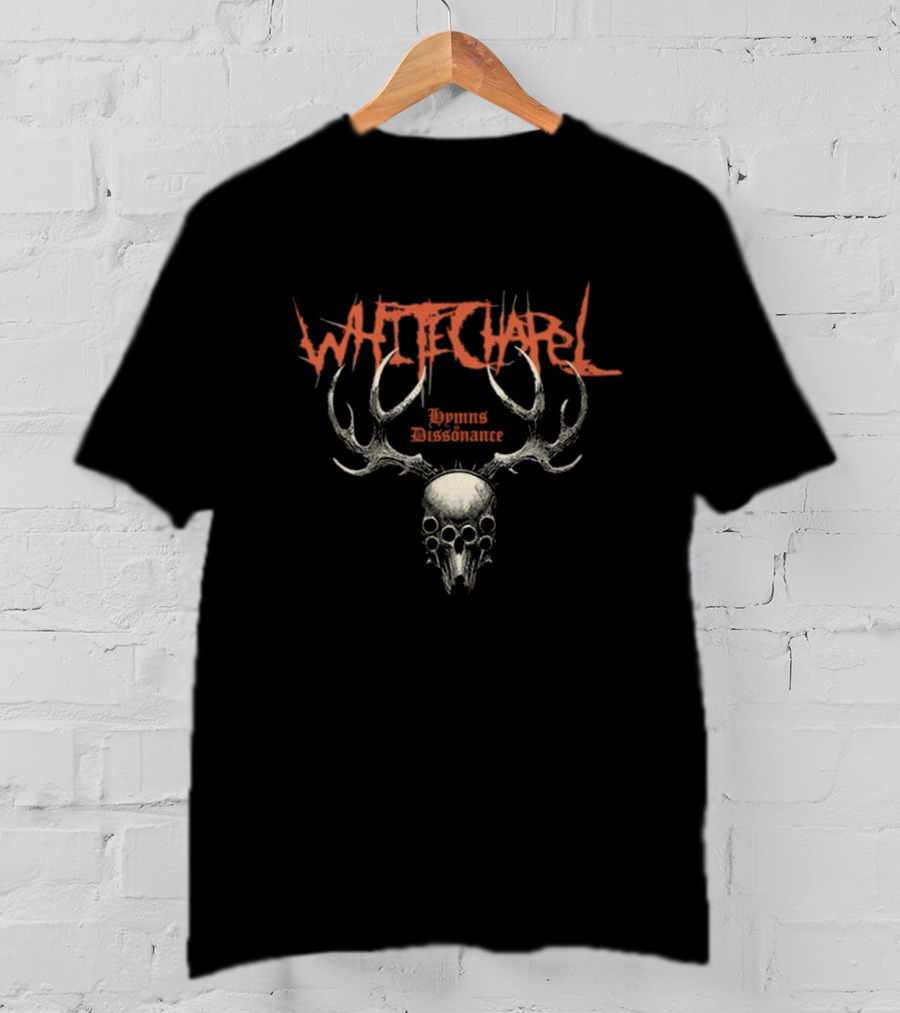 WHITECHAPEL Hymns In Dissonance Skull Antlers Design T-Shirt