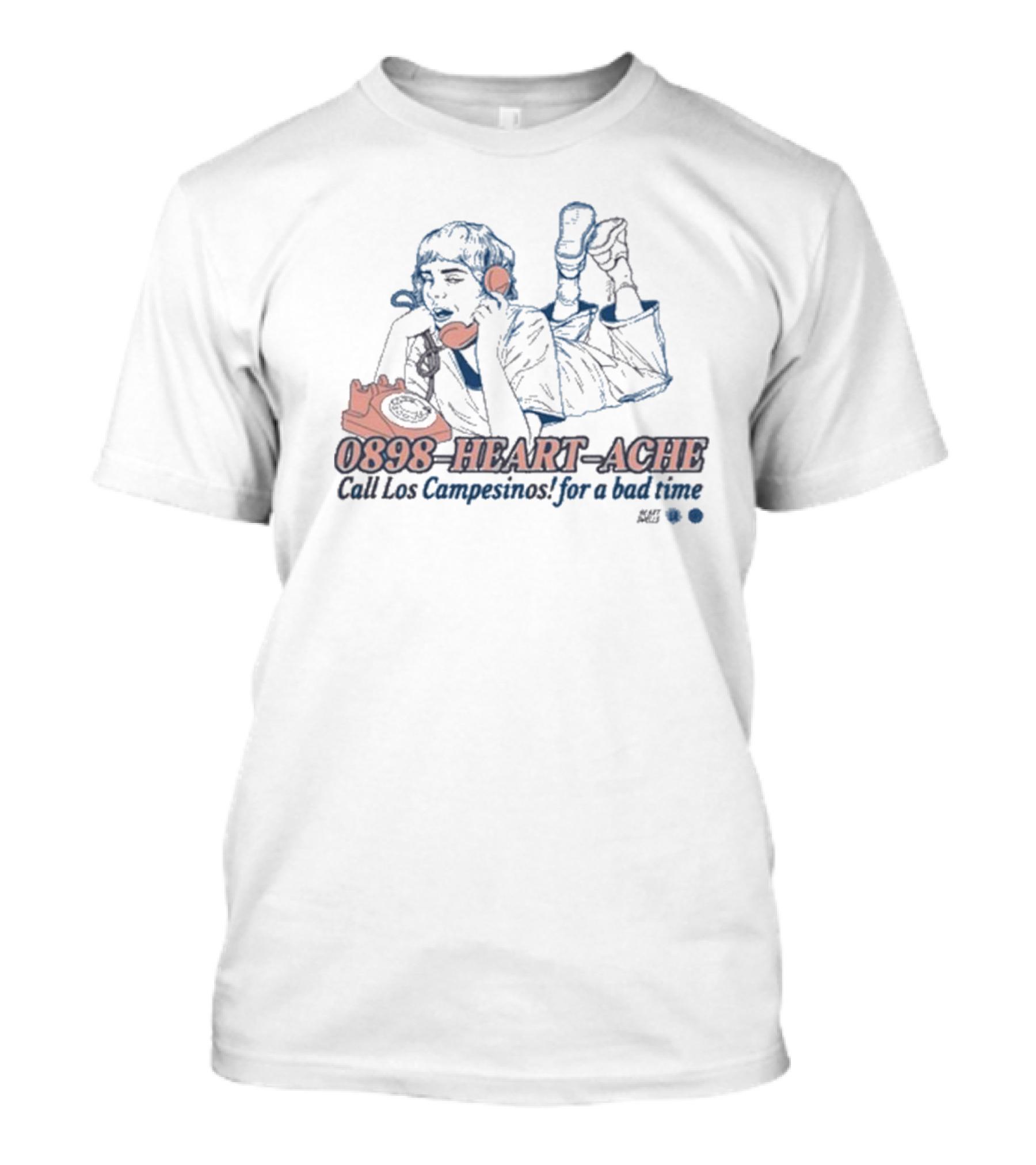 0898 Heart Ache Los Campesinos Call For A Bad Time With Vintage Phone Illustration T-Shirt