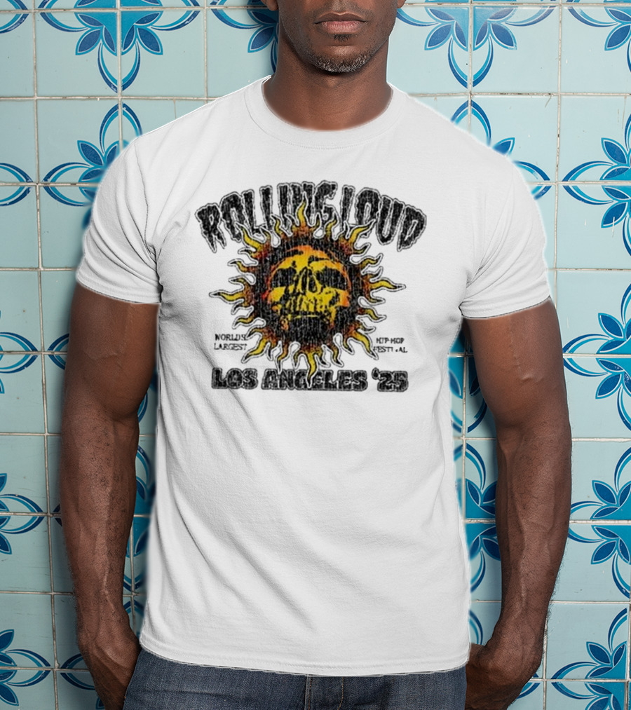 Rolling Loud Los Angeles 2025 Skull Sunburst Graphic T-Shirt
