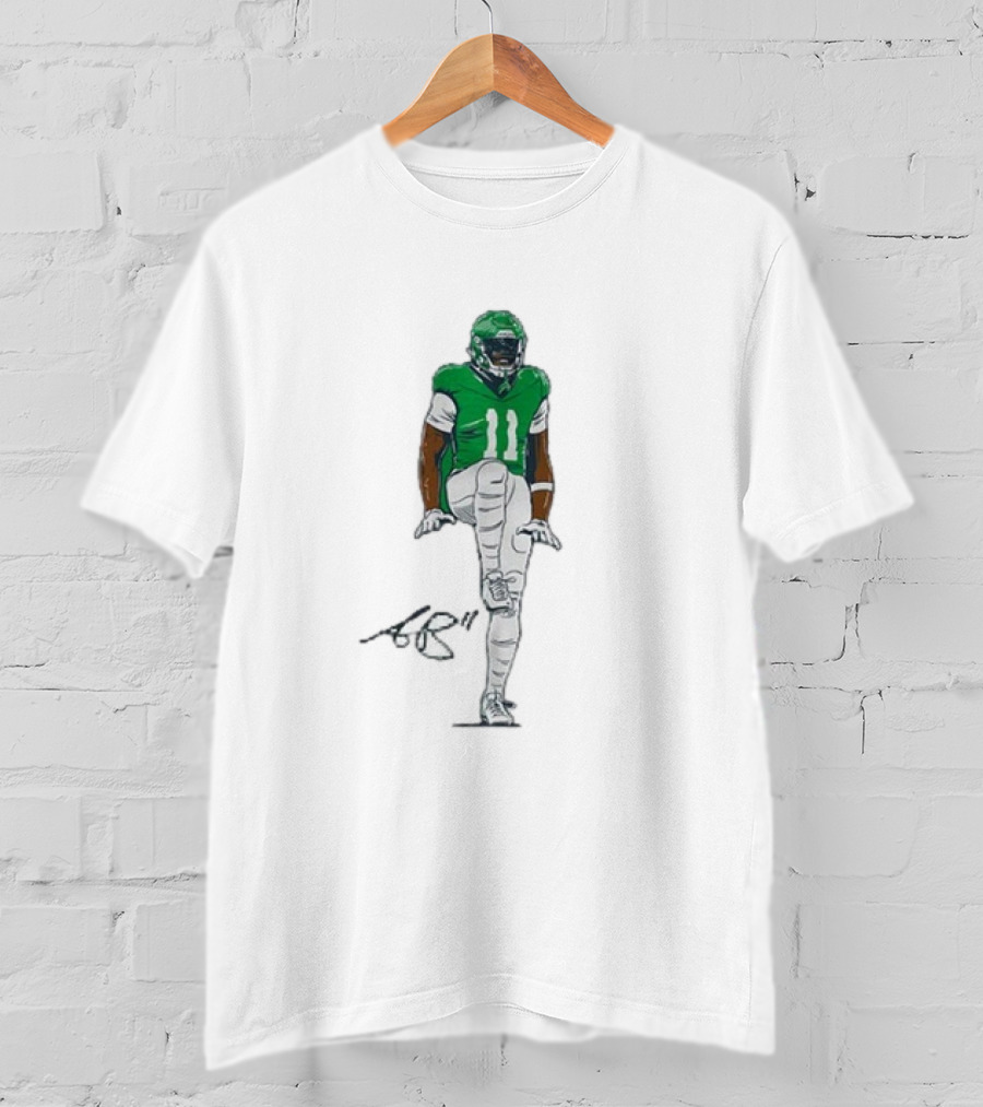 A.J. Brown The Silencer Green Football Number 11 Player Kneeling Icon T-Shirt