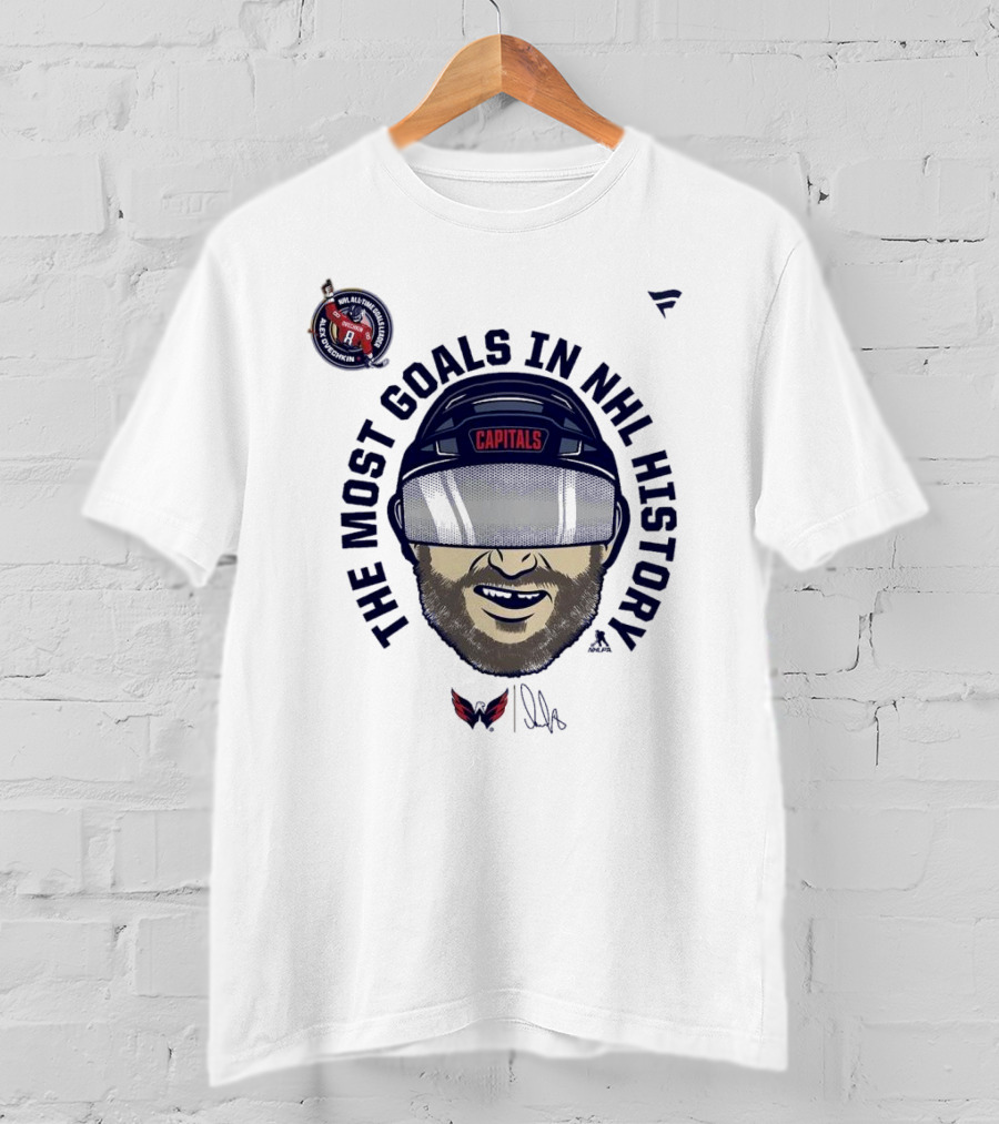 Alexander Ovechkin Capitals The Most Goals In NHL History Caricature T-Shirt