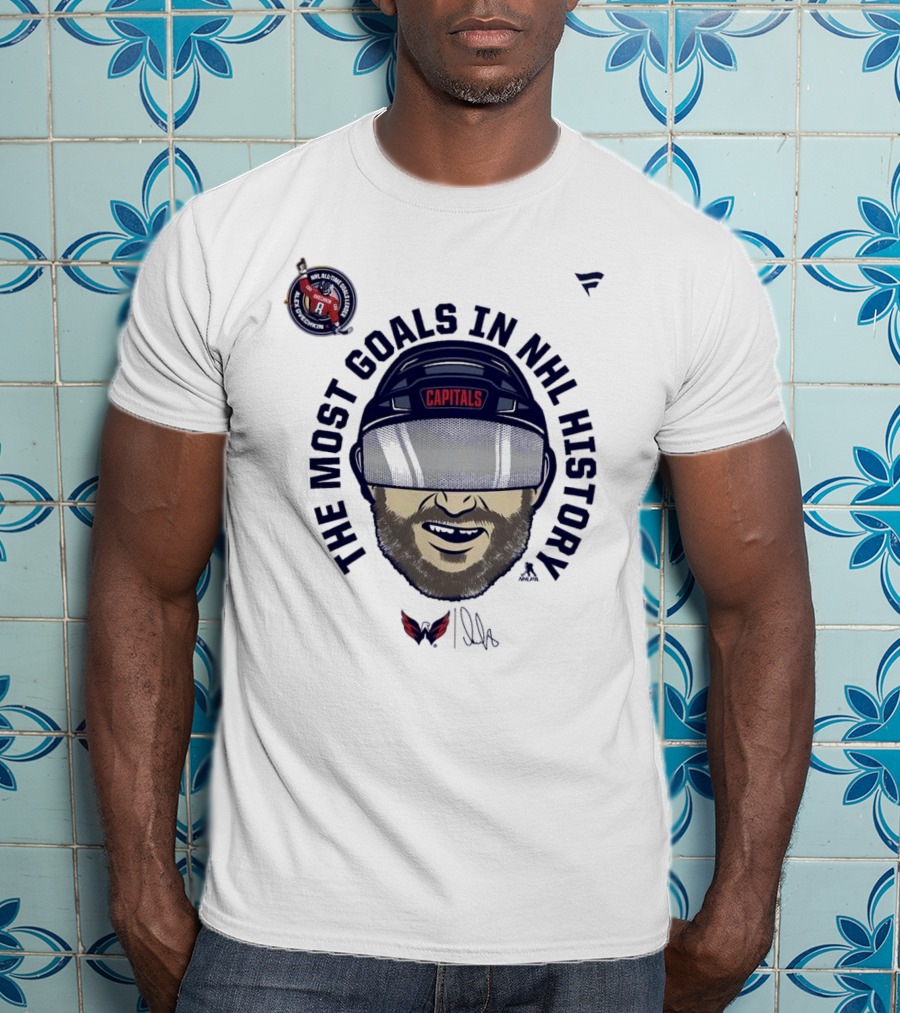 Alexander Ovechkin Capitals The Most Goals In NHL History Caricature T-Shirt