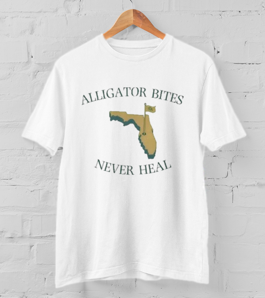 Alligator Bites Never Heal Florida Map With Flag T-Shirt