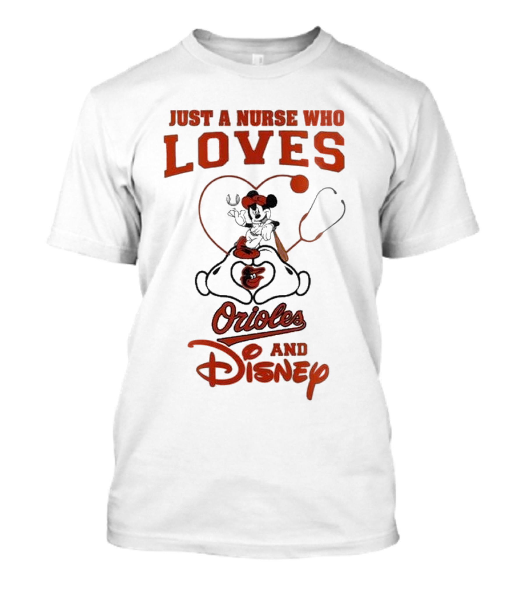 Just A Nurse Who Loves Orioles And Disney Mickey T-Shirt