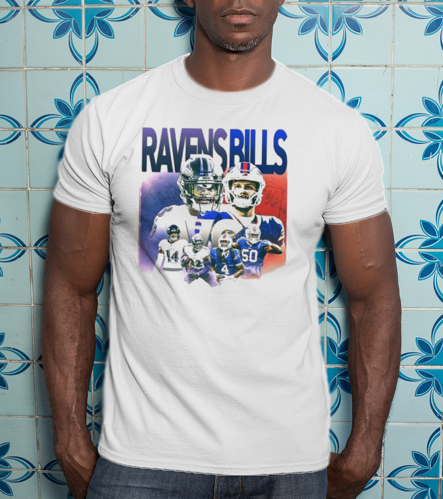 Ravens Bills NFL Matchup With Player Lineup And Strategy Background T-Shirt