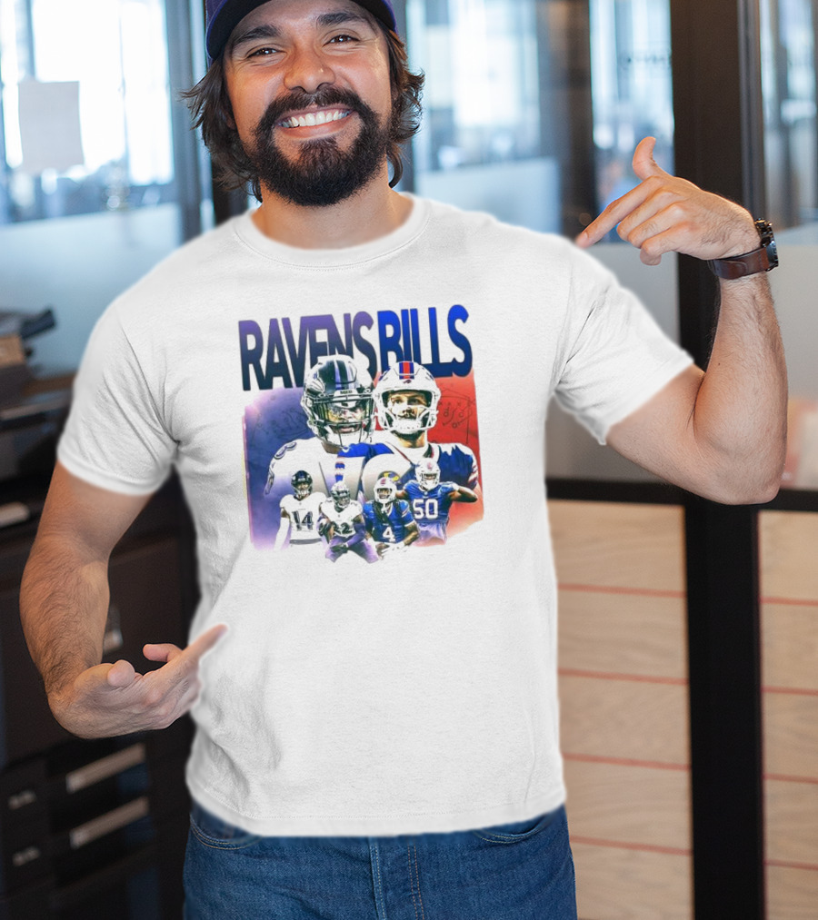 Ravens Bills NFL Matchup With Player Lineup And Strategy Background T-Shirt