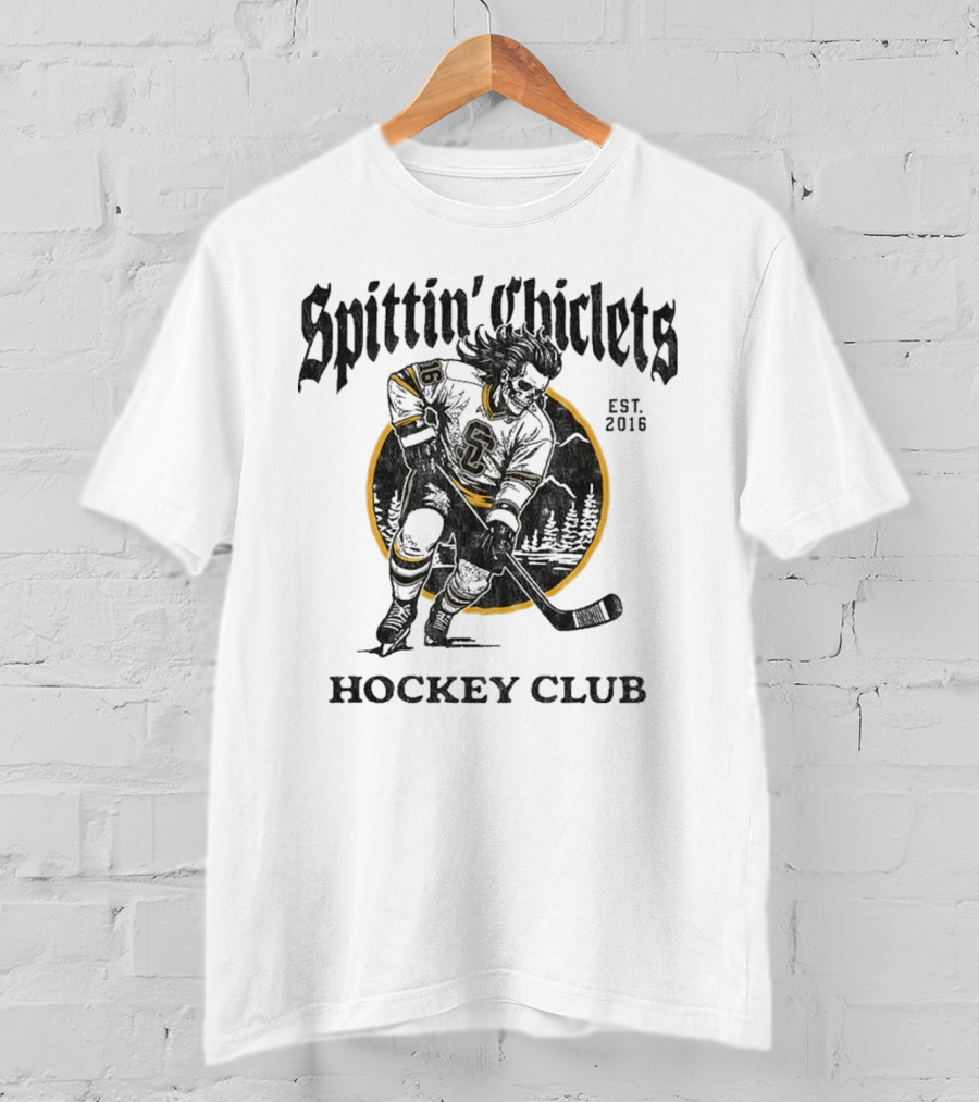 Barstool Sports Merch Spittin' Chiclets Hockey Club Skullet T-Shirt