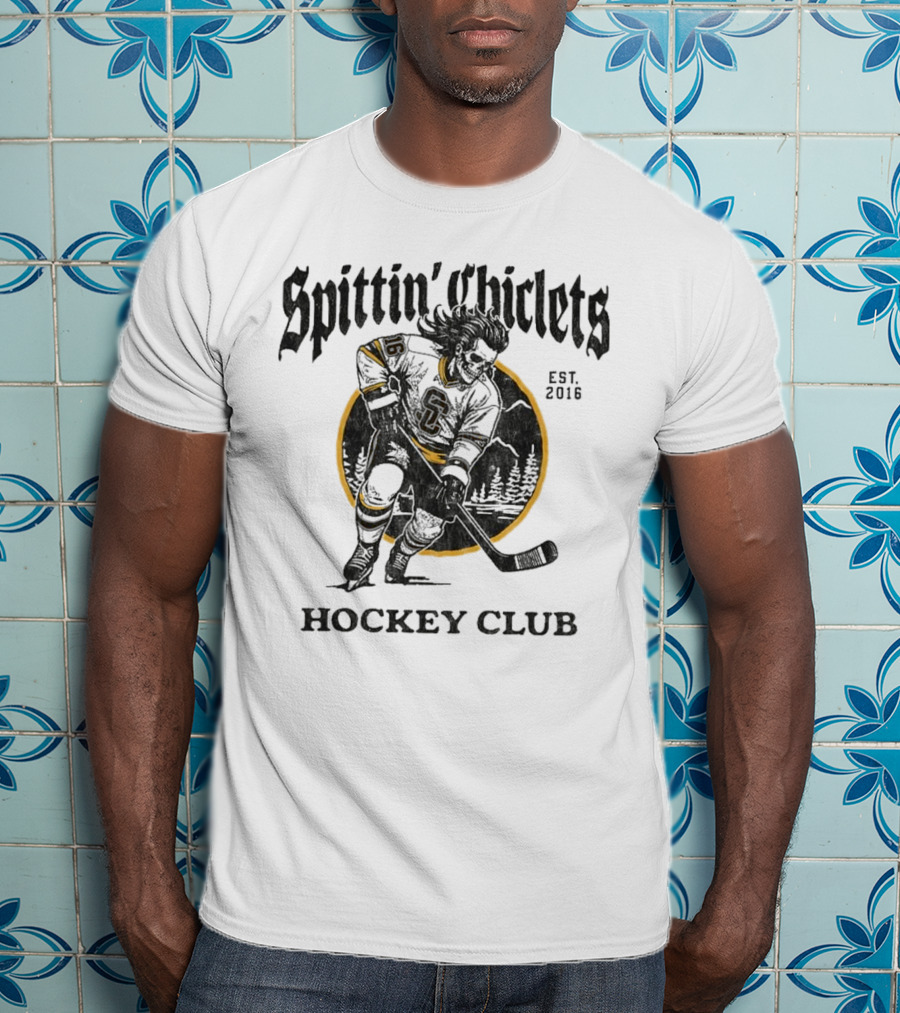 Barstool Sports Merch Spittin' Chiclets Hockey Club Skullet T-Shirt