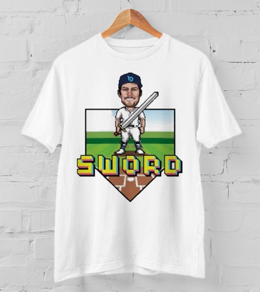 Pixelated Baseball Player Sword Bauer Outage T-Shirt
